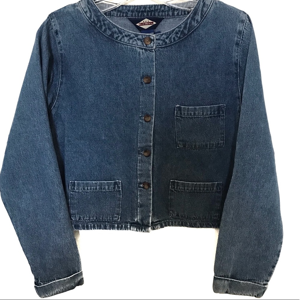 Ruff Hewn M Denim crop jacket Western Long sleeve Vintage